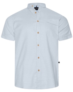 KAM Short Sleeve Mini Weave Grandad Shirt Bue